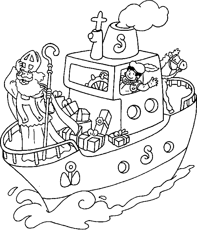 Kleurplaat Stoomboot Sinterklaas